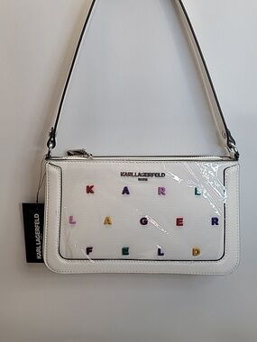 NWT Karl Lagerfeld Paris Shoulder Bag Women Style L6AH93CT White